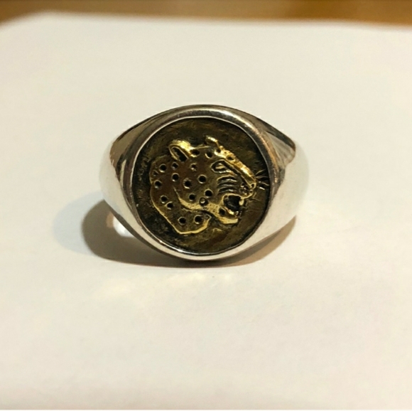 JEWELRYLAB Handmade Jaguar Ring 925 Sterling Silver Brass Emblem.EUC! - Picture 3 of 11